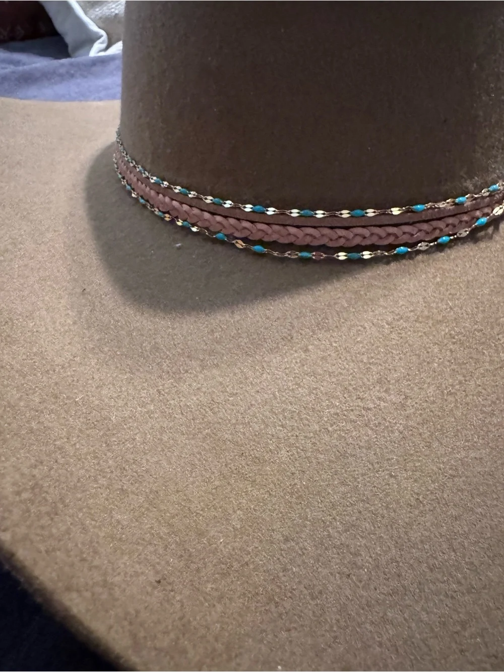 Brown Felt Western Fedora Hat with Beaded Band with a great story!